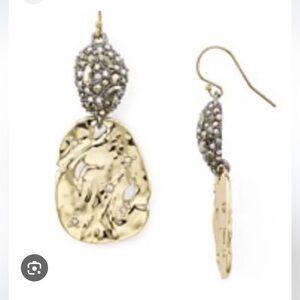 Alexis Bittar Gold/Silver Pavé Pod & Rocky Disc Drop Earrings
